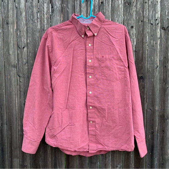 Izod Mens Button Down Long Sleeve Shirt in Salmon - Large, Pocket, Collared - Picture 1 of 17